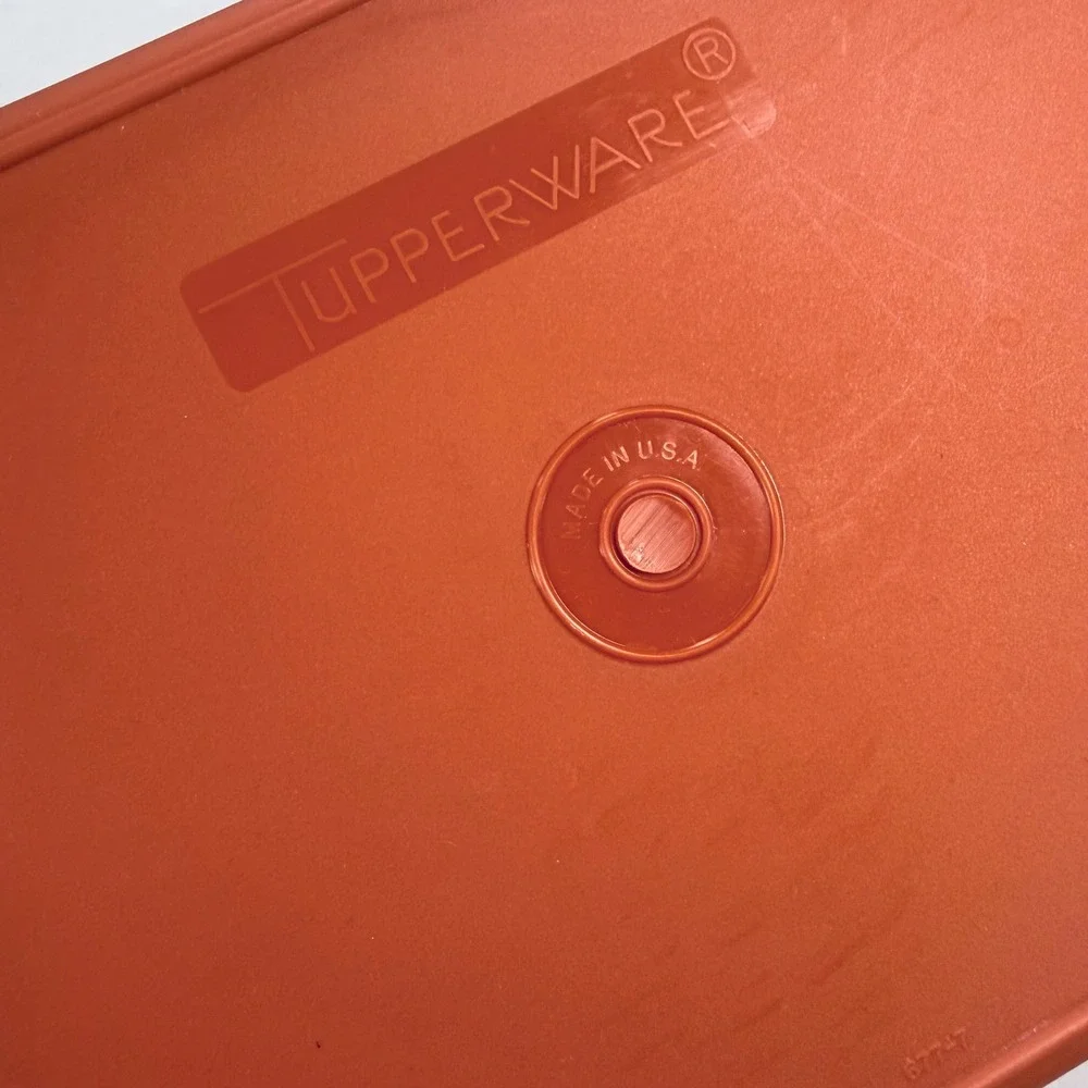 Vintage Tupperware 1970s Burnt Orange Rectangular Picnic To Go Container 677-7